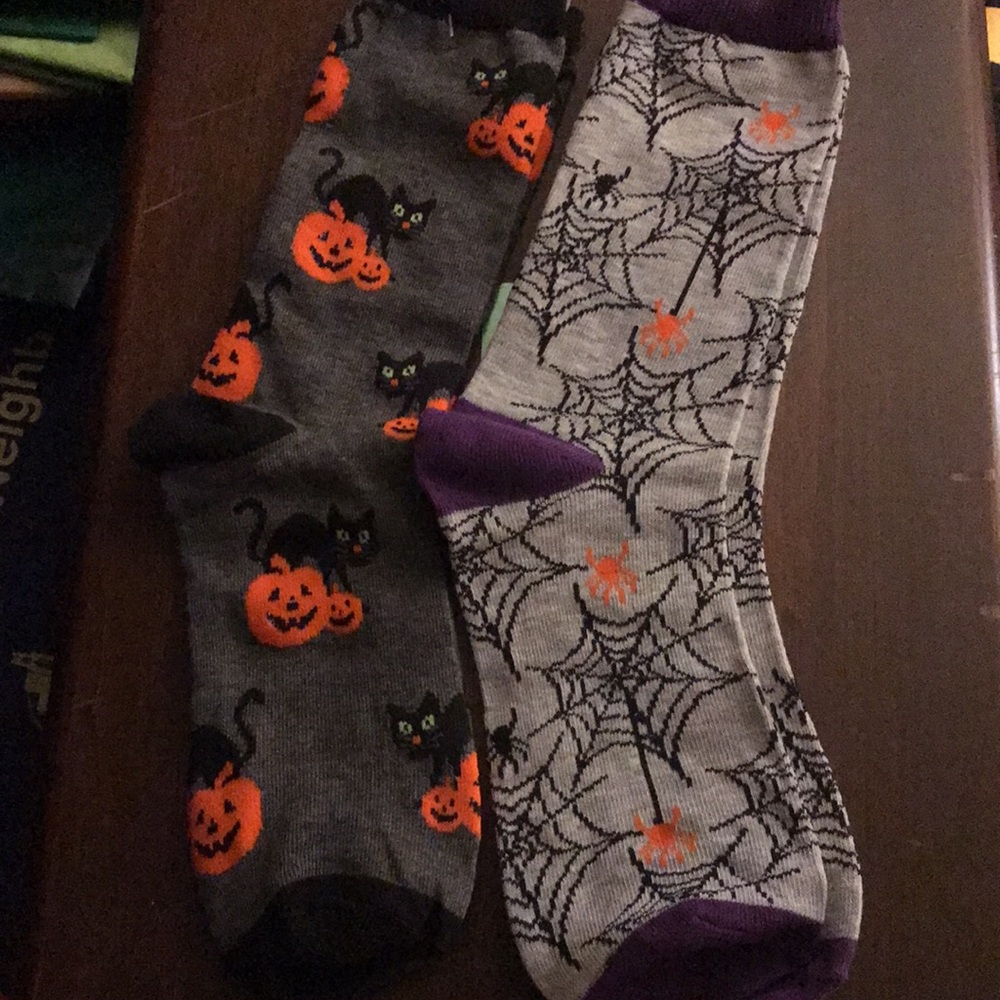 Halloween Socks - Cute Socks for Halloween- set of 2 orange, black, grey